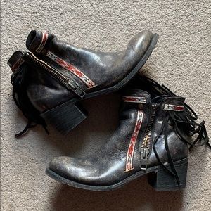 Corral distressed fringe ankle boots